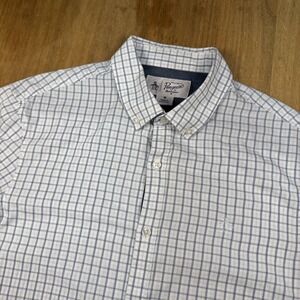 Original Penguin Munsingwear Short Sleeve Button Down Shirt Mens M White/Blue